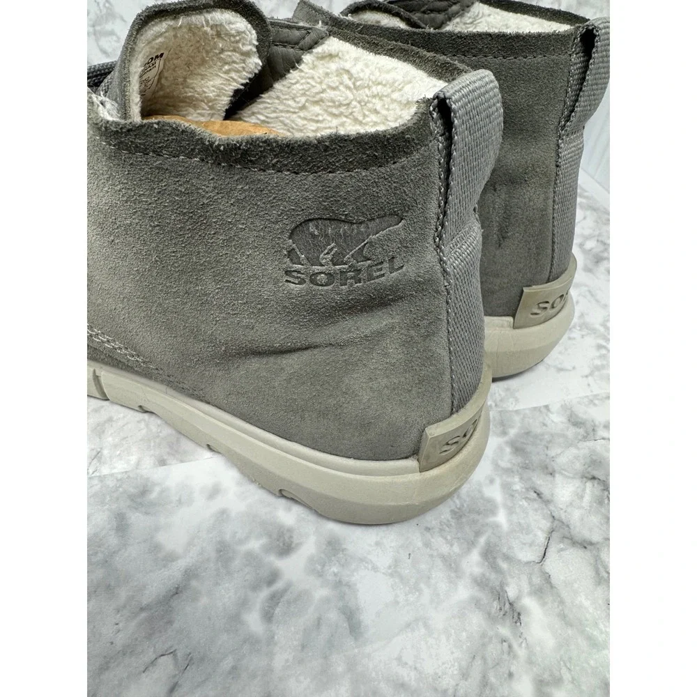 Sorel Kinetic Short Boot Mens 13 Quarry Grey Waterproof Suede Faux Fur Lined